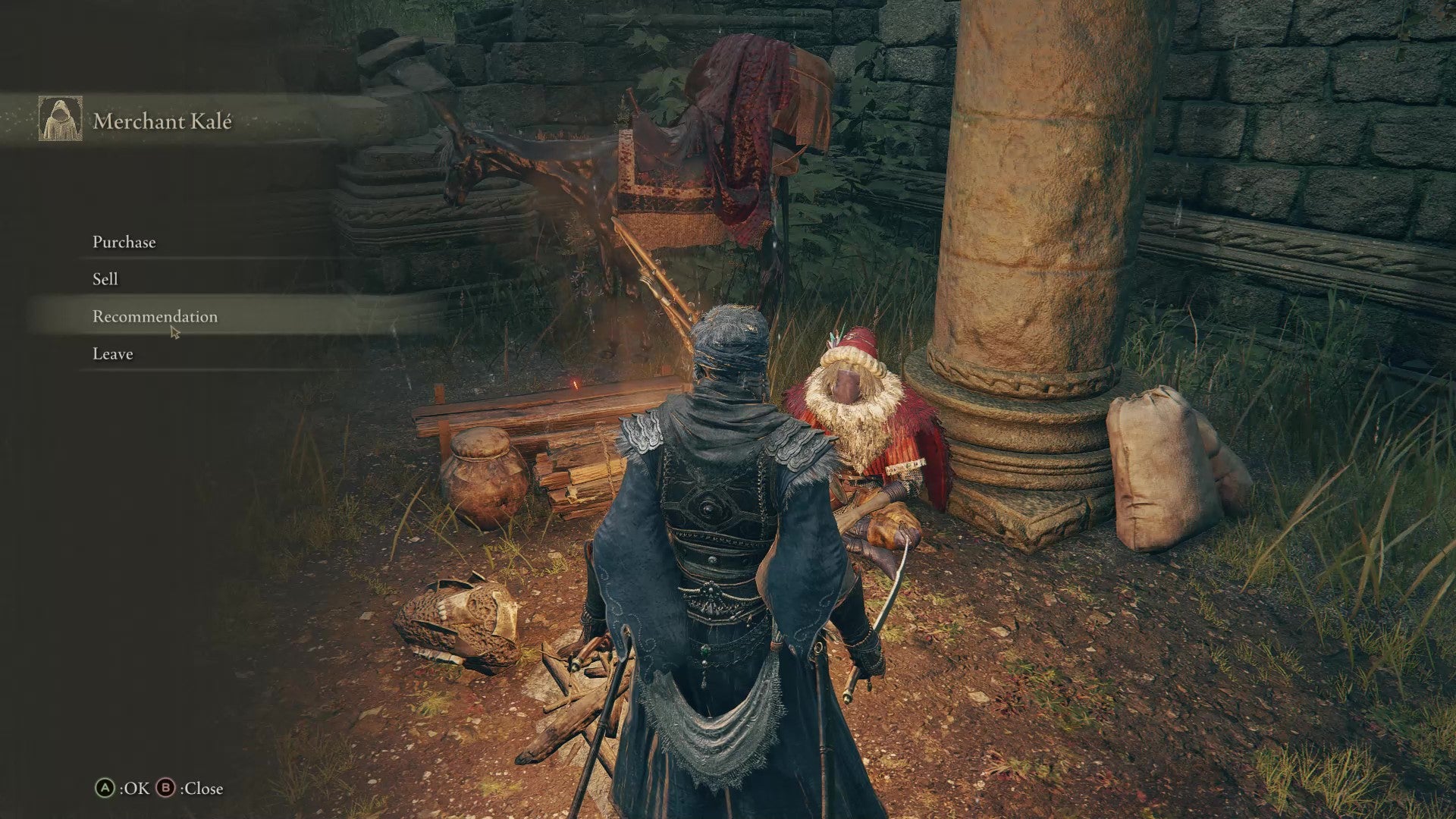 Approaching Merchant Kalé for the first time in Elden Ring. - 6