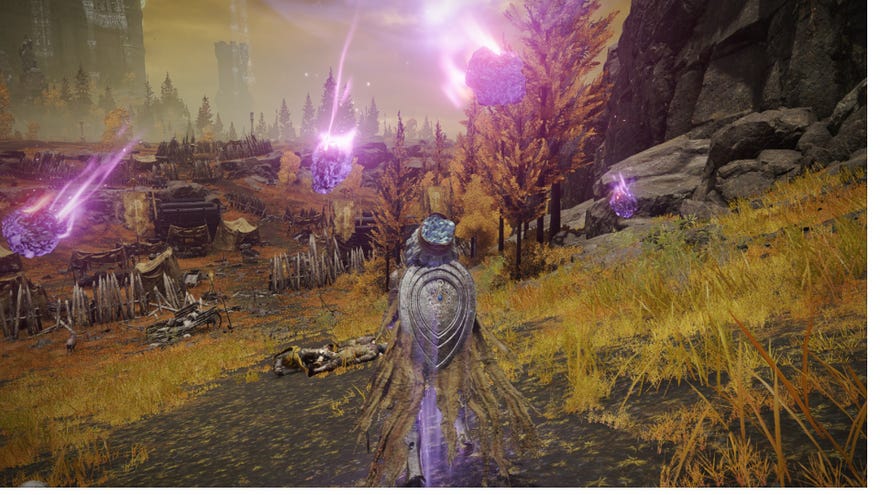 Elden Ring player calling down meteorites with the meteorite staff