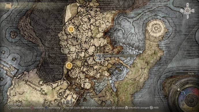 A map screen in Elden Ring showing the location of the Missionary’s Cookbook (5)