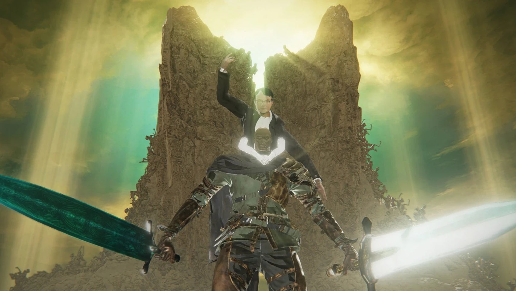 Hidetaka Miyazaki riding Patches in Elden Ring Shadow of the Erdtree. - 1