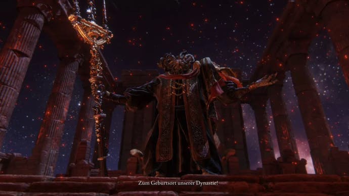 elden ring mogh lord of the blood demigod talking to the player