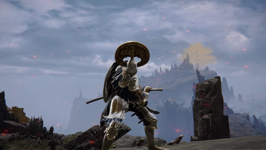 Screenshot of the Tarnished in Elden Ring wielding the Moonveil Katana