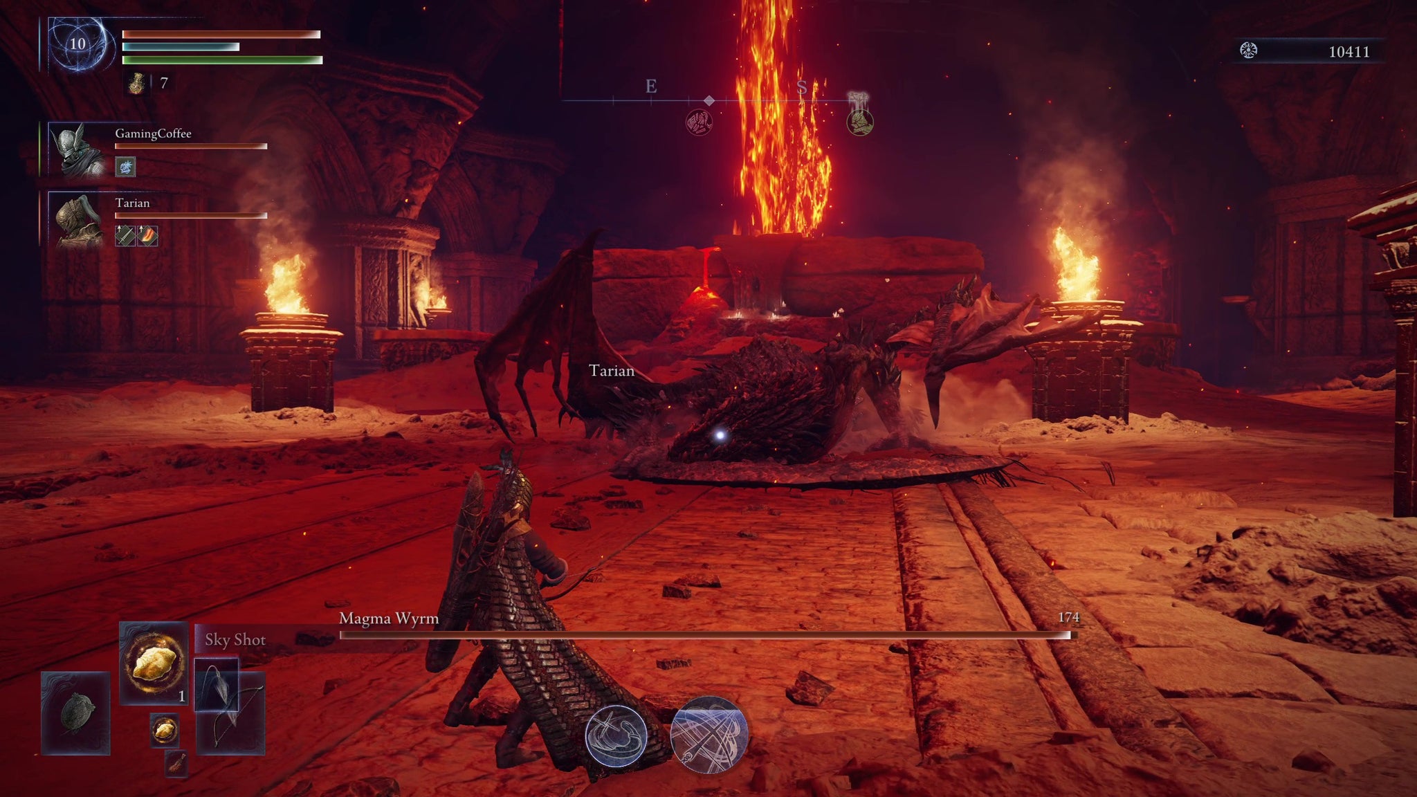 The Magma Wyrm boss at the bottom of the Crater in Elden Ring: Nightreign. - 8