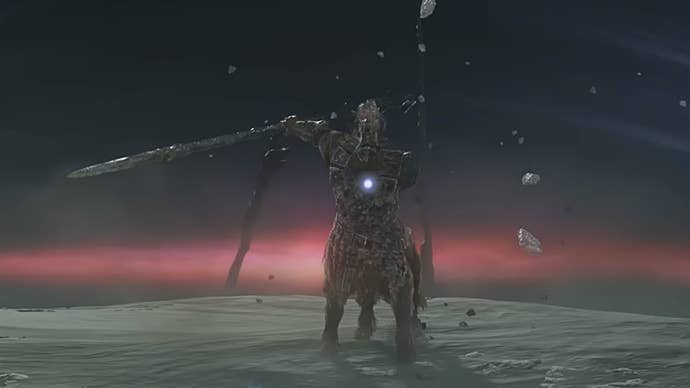 The Darkdrift Knight from Elden Ring Nightreign, appearing in the battle arena