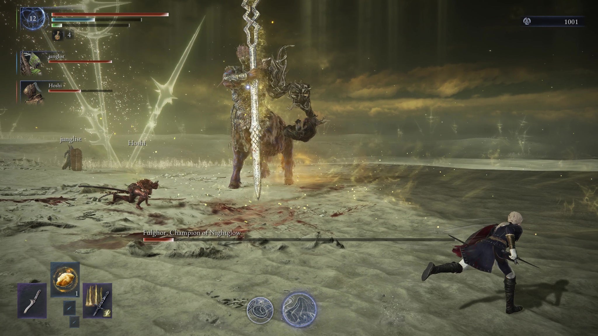 Fulghor, Champion of Nightglow, about to stab the ground with its spear in Elden Ring: Nightreign. - 6