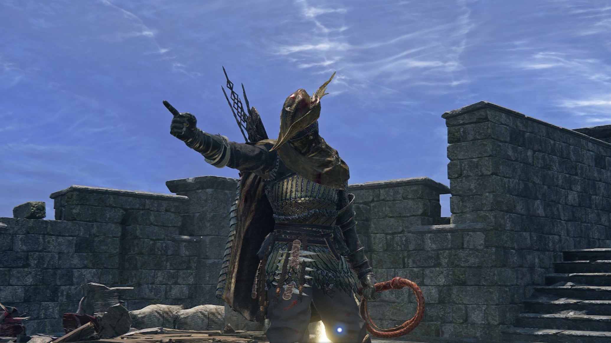 The Ironeye pointing at something offscreen in Elden Ring Nightreign - 1