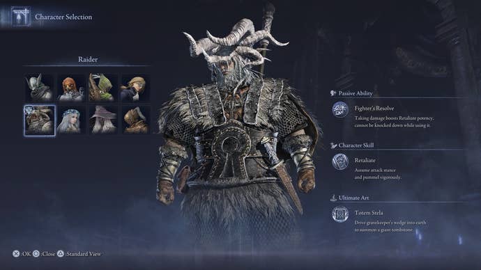 Information screen about the character of Raider in Elden Ring Nightfrgn