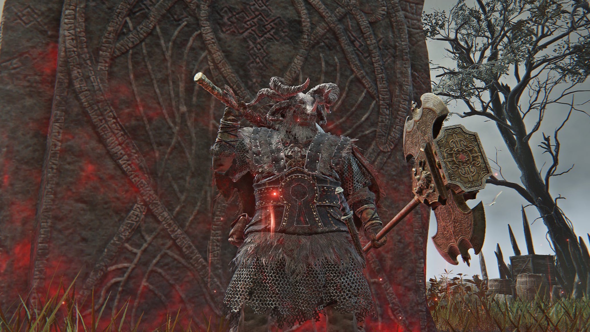 The Raider standing near his stele in Elden Ring Nightreign - 1