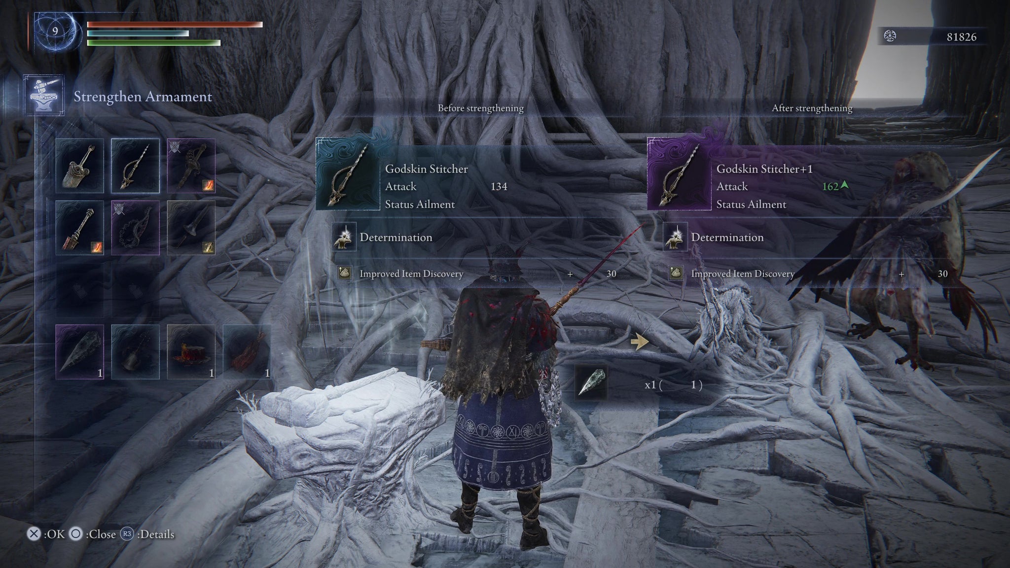 Upgrading a weapon with a Smithing Stone 2 in Elden Ring: Nightreign. - 6