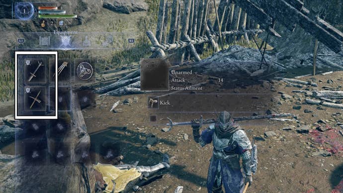 Elden Ring Nightreign Two weapons equipped in the menu