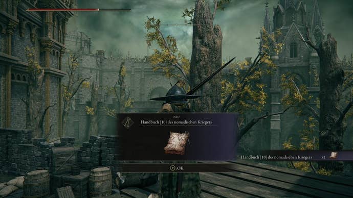 A warrior obtains the Nomadic Warrior’s Cookbook in Elden Ring