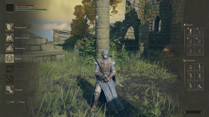 Step 1 of the Elden Ring pause exploit: opening the main in-game menu.