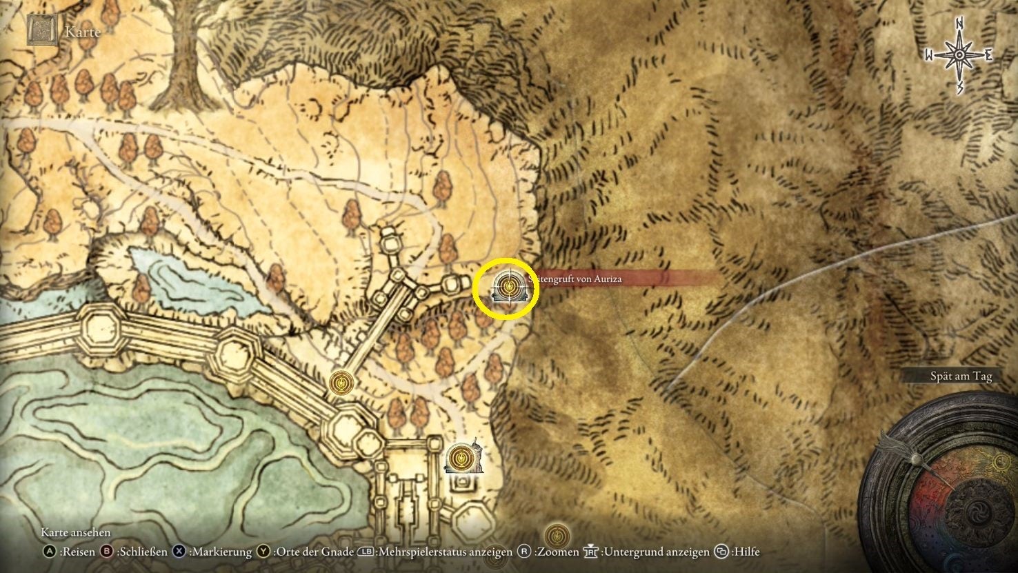 A map screen from Elden Ring showing the location of the Perfumer&rsquo;s Cookbook 3