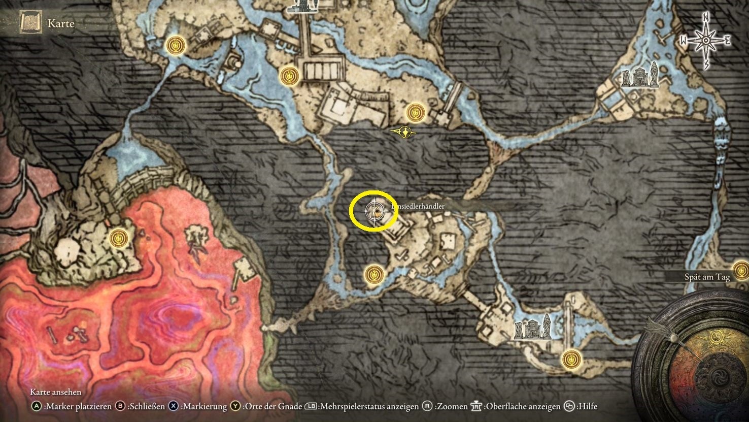 A map screen from Elden Ring showing the location of the Perfumer&rsquo;s Cookbook 4 and Nomadic Warrior&rsquo;s Cookbook 16