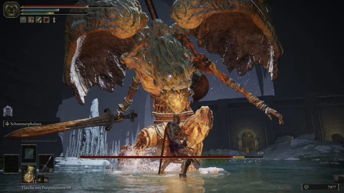 elden ring player attacking valiant gargoyle's legs