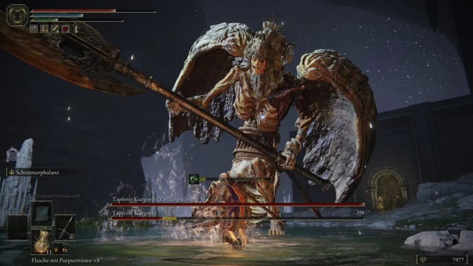 elden ring player attacking valiant gargoyle