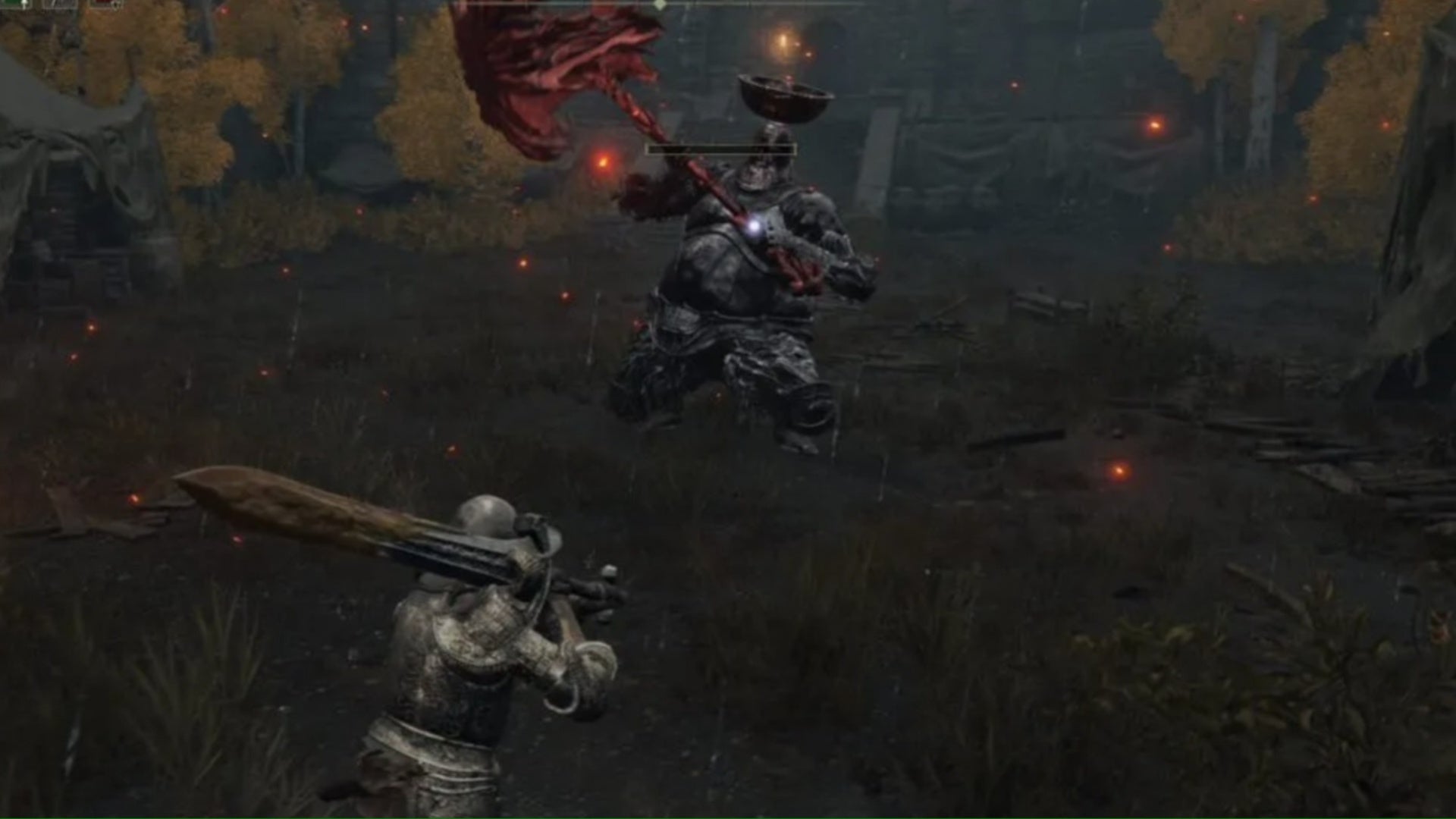 elden ring player battling fire prelate in fort laiedd