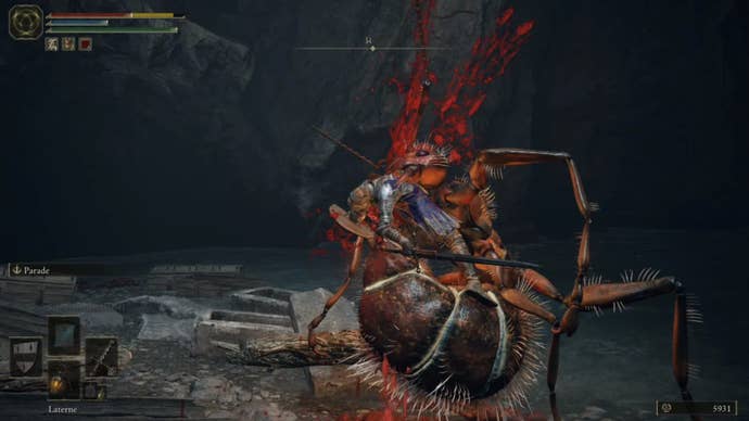 elden ring player being bitten by ainsel river ant