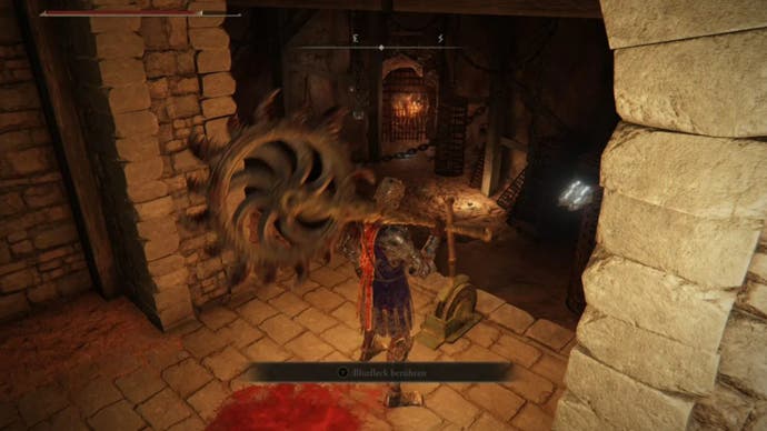 elden ring player by lever in gaol cave