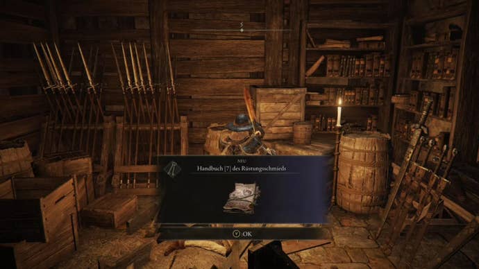 elden ring player collected armorers cookbook 7 inside fort laiedd