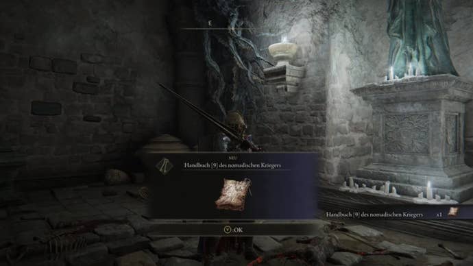 elden ring player collecting Nomadic Warrior’s Handbook 9