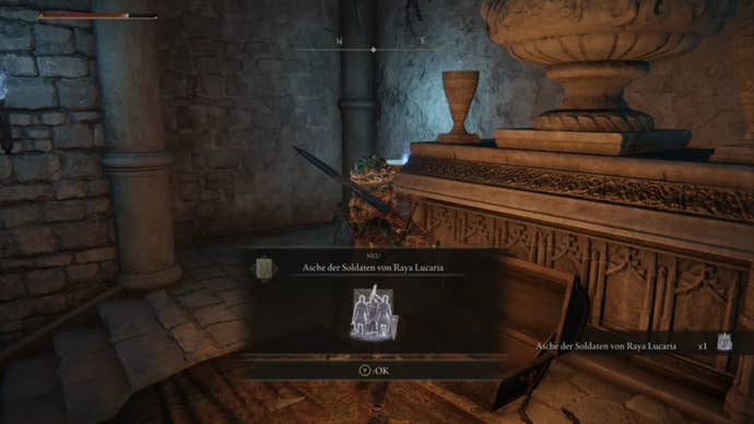 elden ring player collecting ashes of raya lucarias soldiers in roads end catacombs
