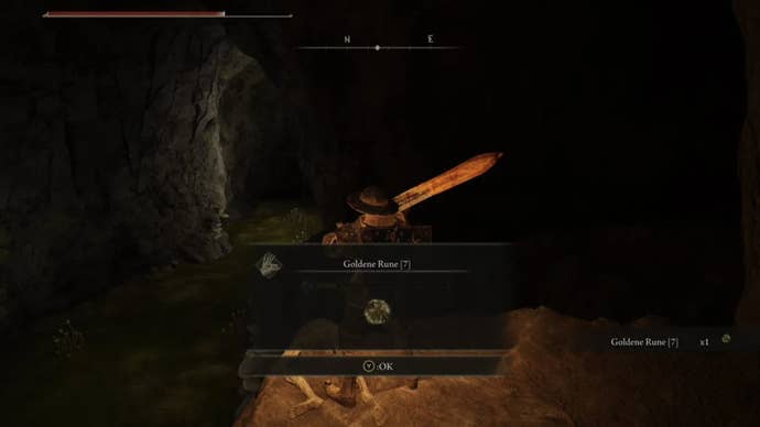 elden ring player collecting golden rune in seethewater wave