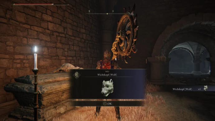 elden ring player collecting imp head wolf helm