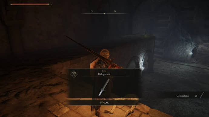 elden ring player collecting uchigatana katana