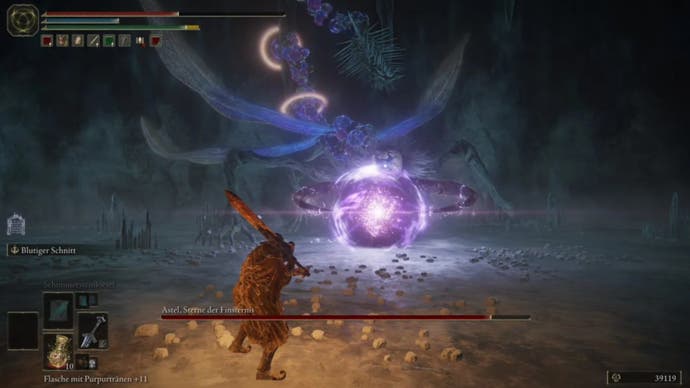 elden ring player dodging astel stars of darkness attack