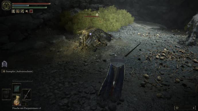 elden ring player facing Beastman of Farum Azula in dragonbarrow cave