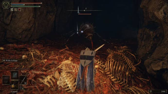 elden ring player facing ainsel river ant with stinger on its bum