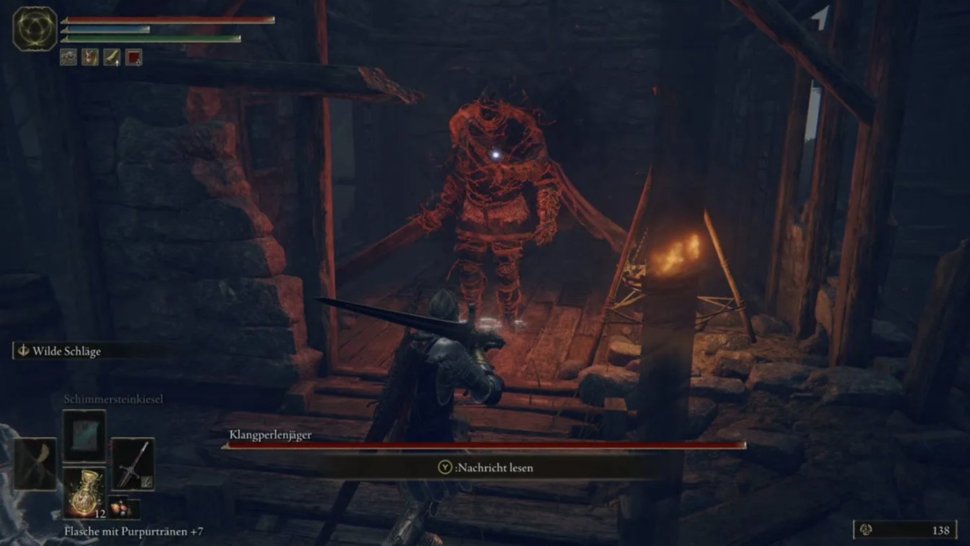 elden ring player facing bell bearing hunter in war merchants hut