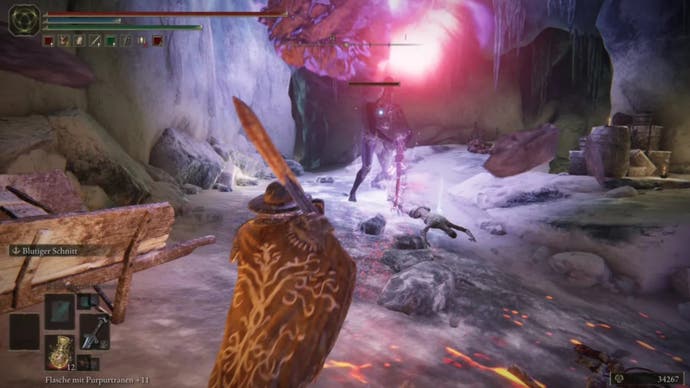 elden ring player facing second lesser alabaster lord in yelough anix tunnel