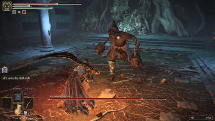 elden ring player facing tomb of auriza grave warden duelist