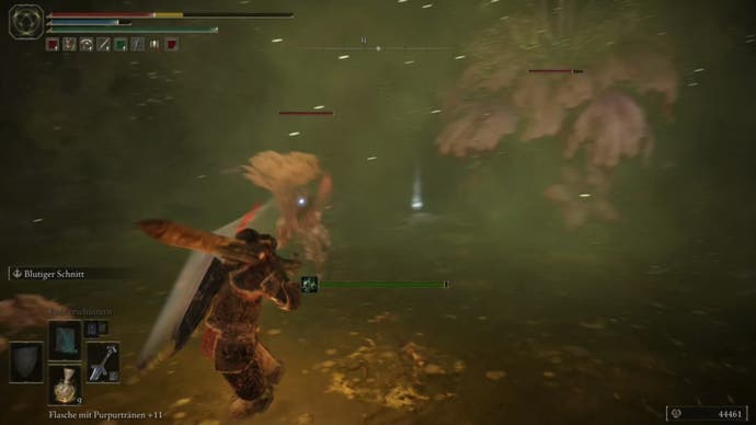 elden ring player fighting giant miranda sprout in seethewater cave