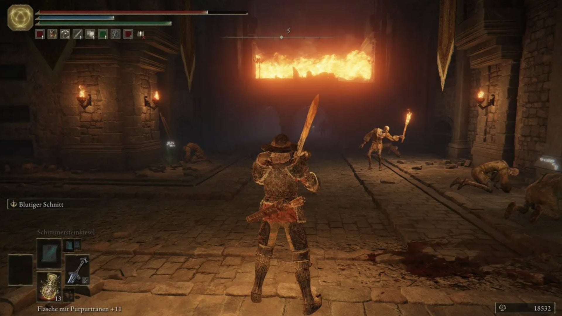 elden ring player in gelmir hero&rsquo;s grave facing lesser cemetery shades