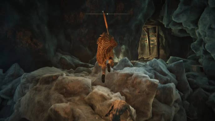 elden ring player jumping ledge in yelough anix tunnel