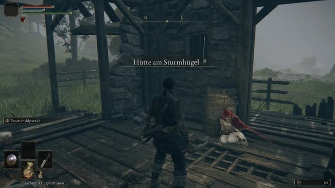 elden ring player meeting roderika who is sitting on the ground in a red cape