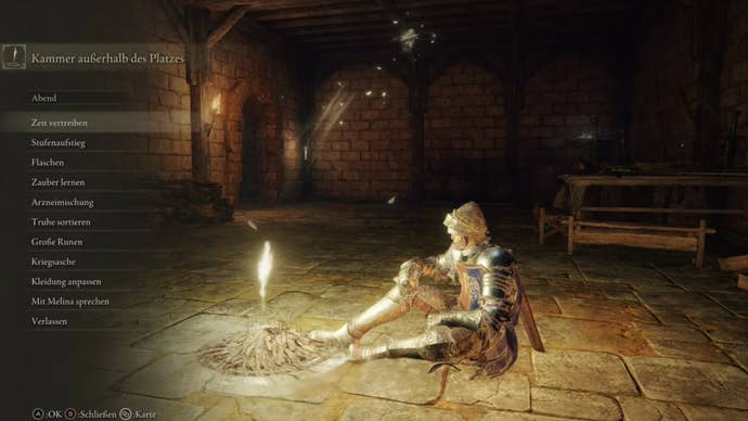 elden ring player resting at redmane castle site of grace