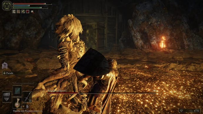 elden ring player stabbing morne tunnel scaly misbegotten boss in the back