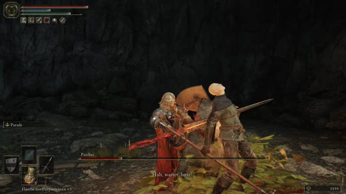 elden ring player stabbing patches in murkwater cave