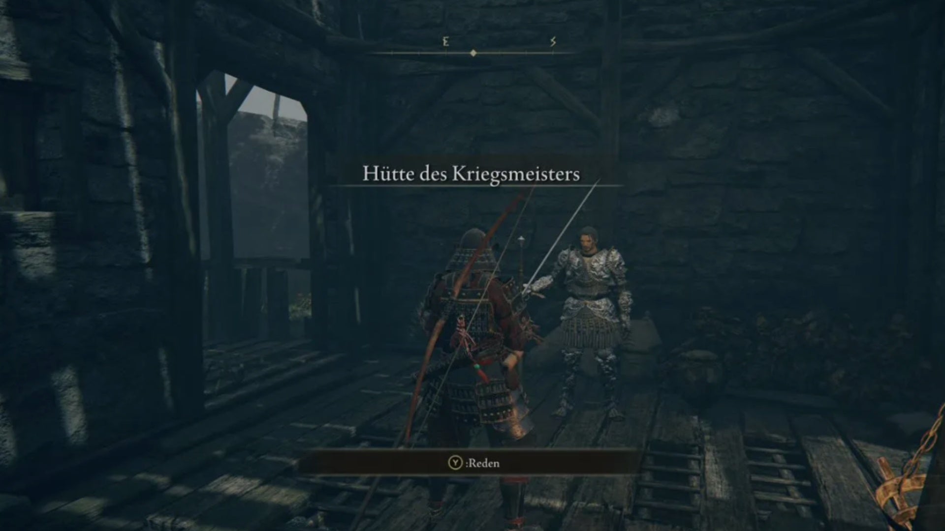 elden ring player talking to bernahl in war masters hut