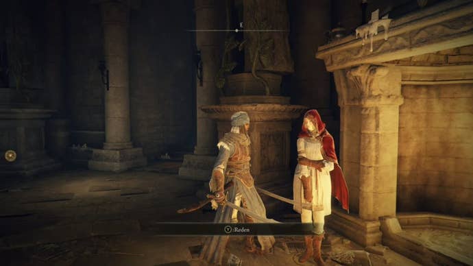 elden ring player talking to roderika in roundtable hold