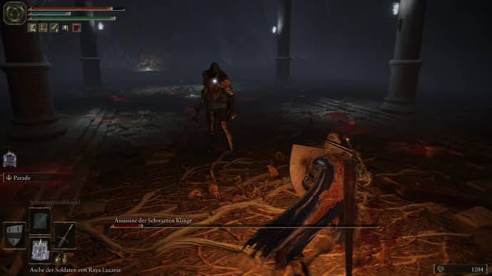 elden ring player vs black knife assassin in deathtouched catacombs