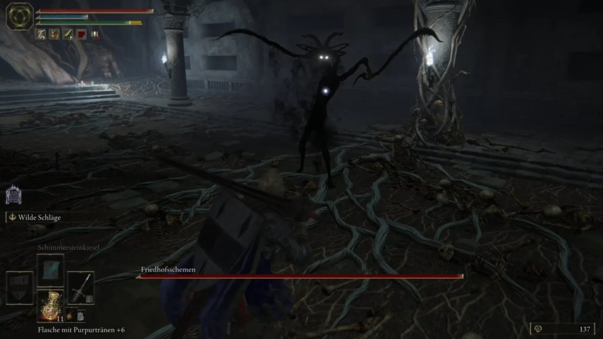 elden ring player vs tombsward catacombs cemetery shade boss