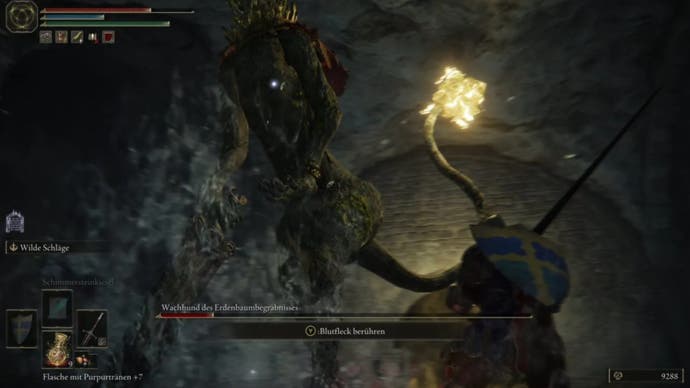 Elden Ring player vs Wyndham Catacombs Erdtree Burial Watchdog