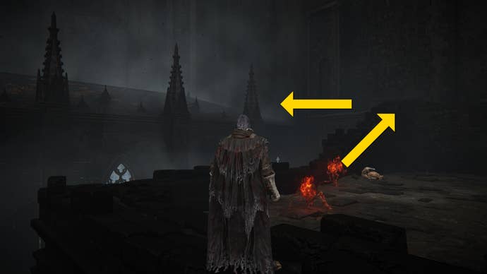The player in Elden Ring: Shadow Of The Erdtree follows a path through the Church District of Shadow Keep to reach the Prayer Room.