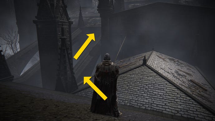 The player in Elden Ring: Shadow Of The Erdtree follows a path through the Church District of Shadow Keep to reach the Prayer Room.