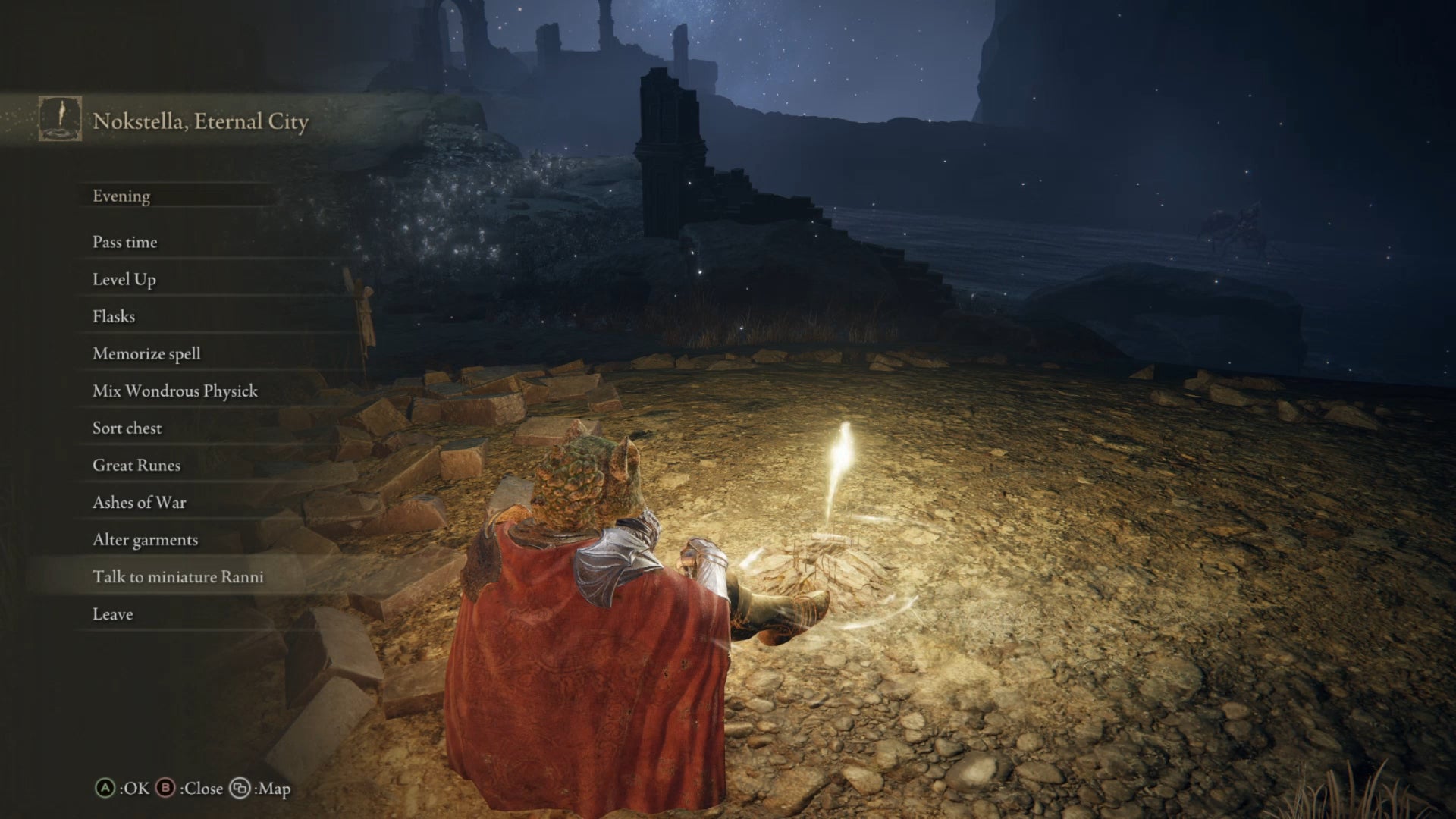 The player in Elden Ring has the option to talk to Miniature Ranni at a Site of Grace. - 13